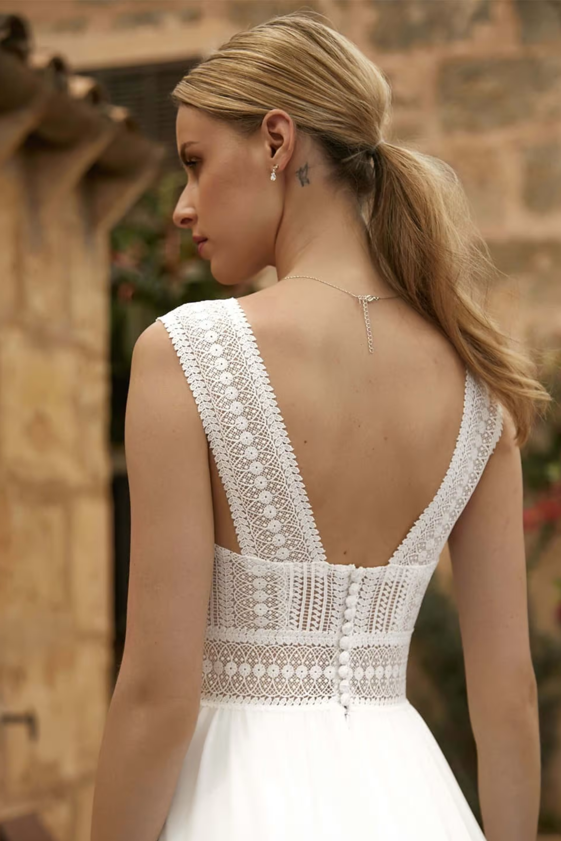 Nahaufnahme Rücken A-Linie Brautkleid A-047