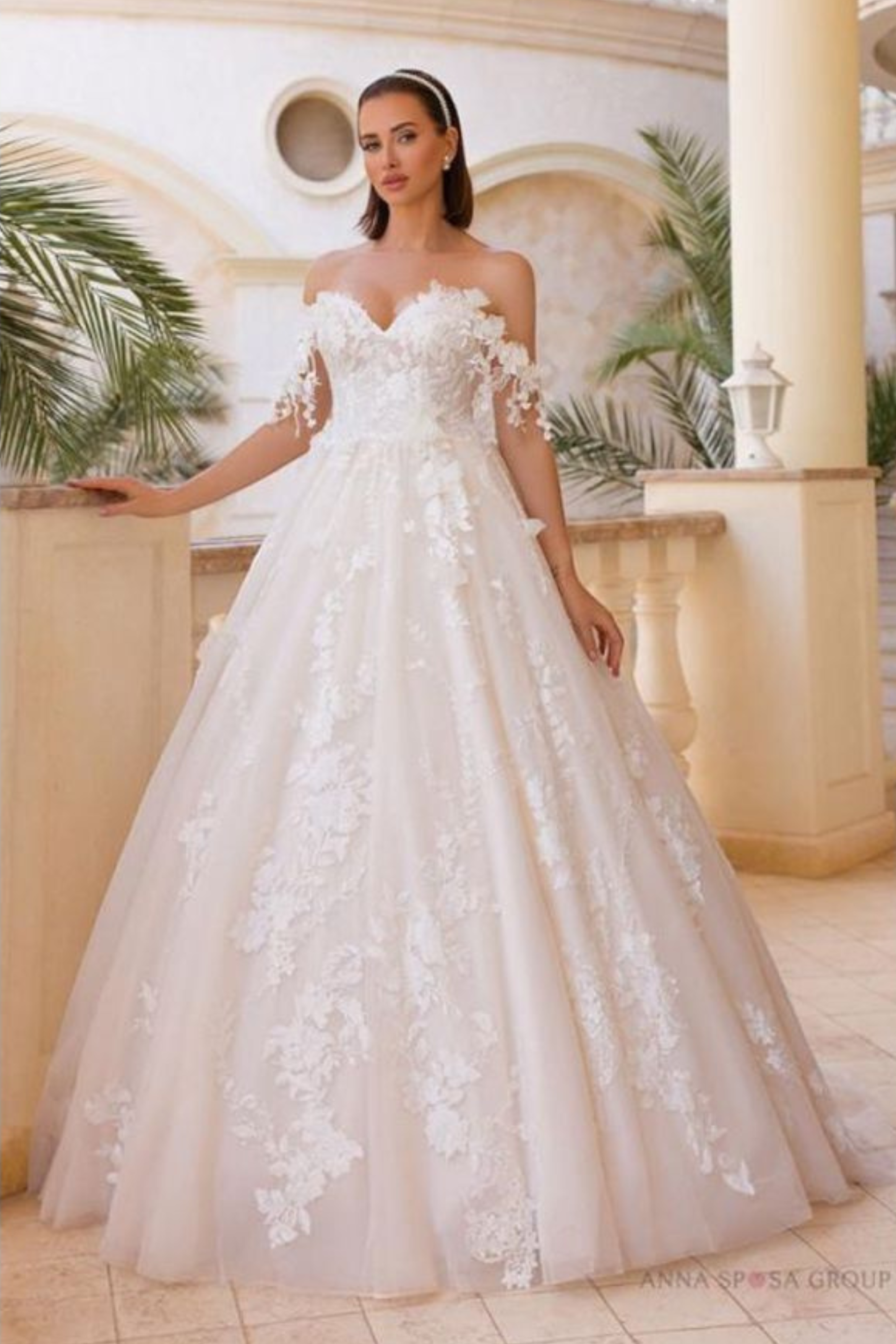 Brautkleid A-40 Prinzessin/A-Linie schulterfrei Spitze