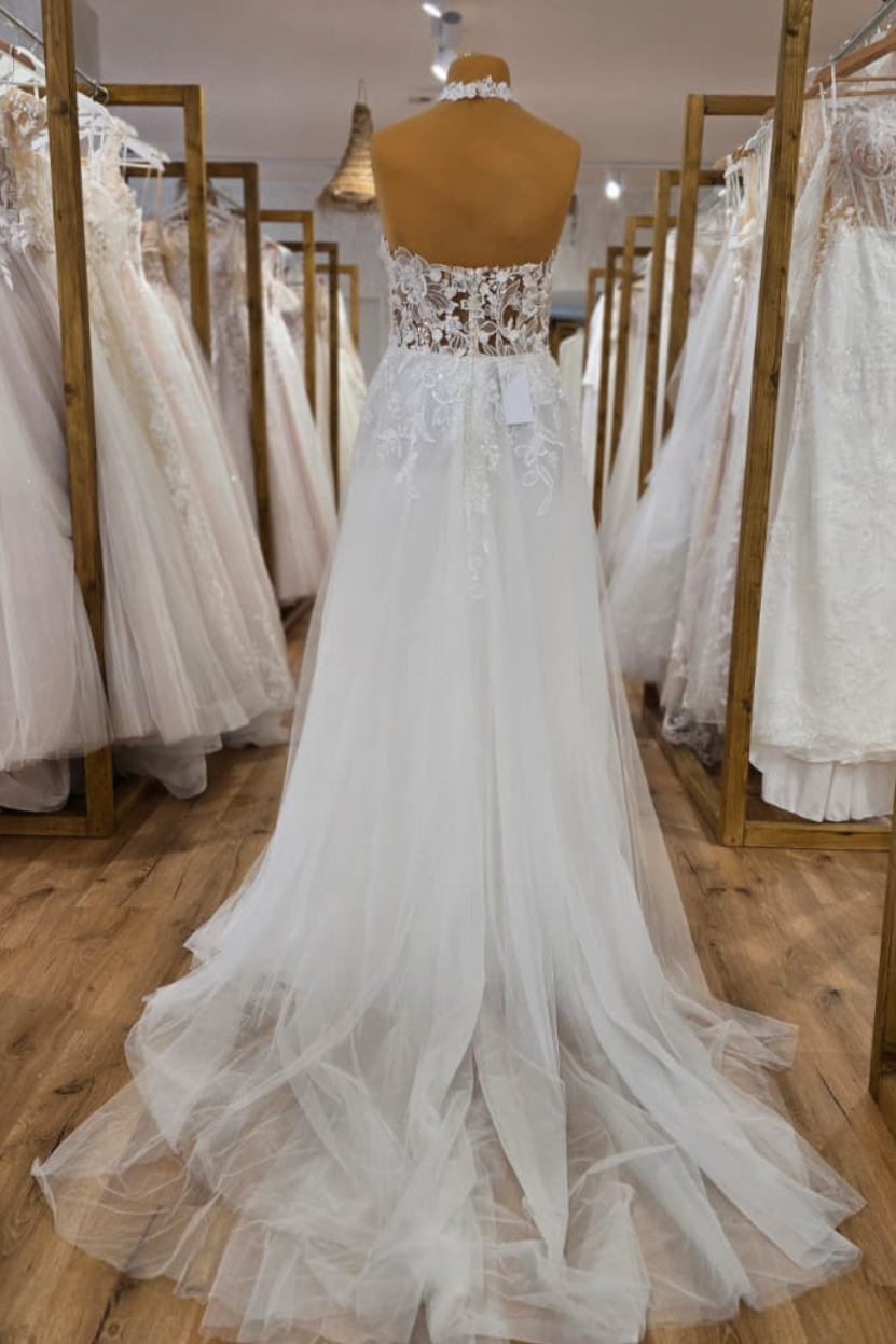 Brautkleid ANITA Rückenansicht offener Rücken Illusions-Spitze