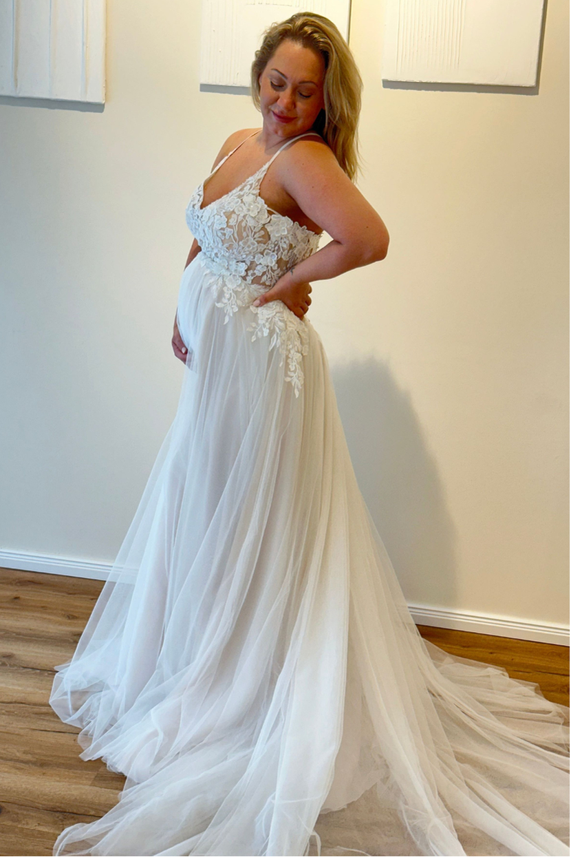 Umstands Brautkleid Sandra fließender Chiffon-Rock