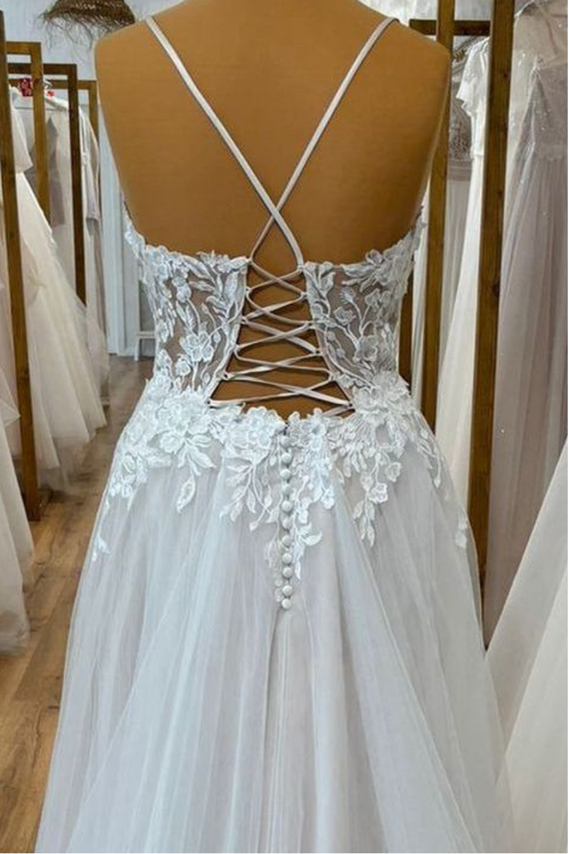 Nahaufnahme Rückansicht Oberteil Umstands Brautkleid Sandra mit spitze