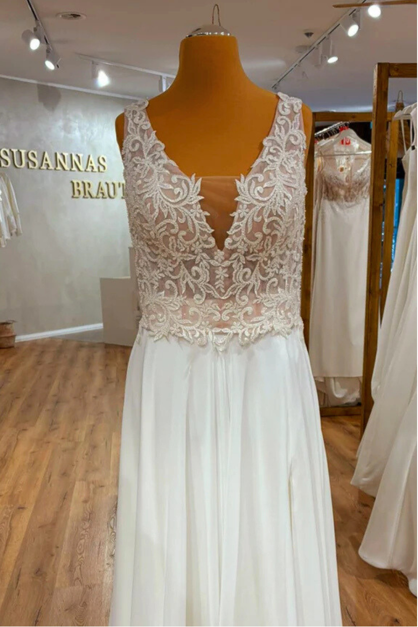 Mix & Match Oberteil Braut-Top V-Ausschnitt Spitze